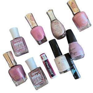 Lot of assorted pink nail polish set semi used beauty nails sparkle women's gift